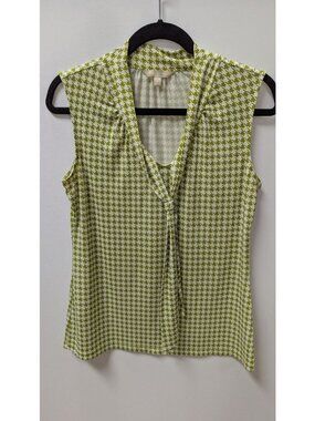 Banana Republic Lime Green/White Printed Sleeveless Blouse